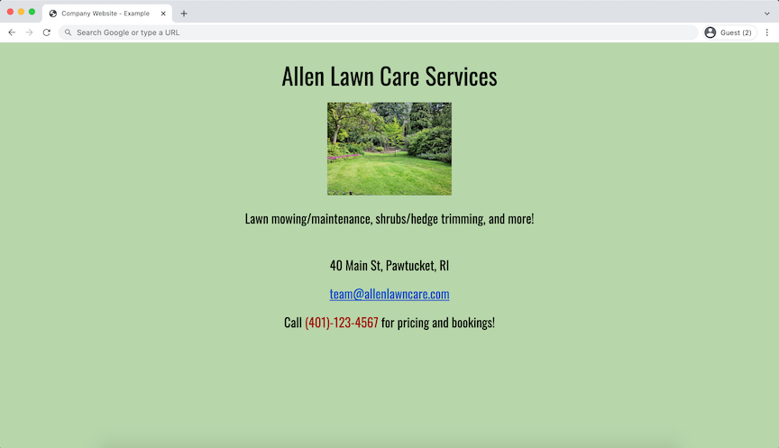 Our generated page.