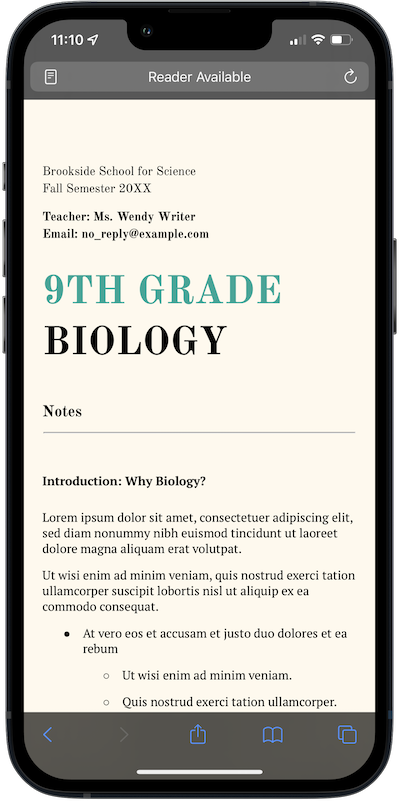 Our generated page.