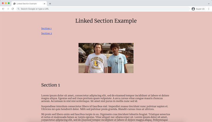 Website with links to sections.